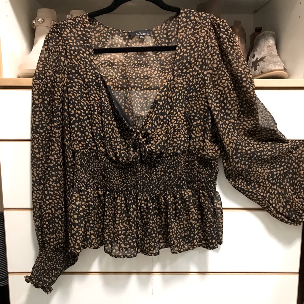Black and Brown Patterned Women's Top